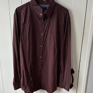 Men's burgundy button down shirt
